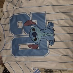 Blue and White Stitch Baseball Jersey